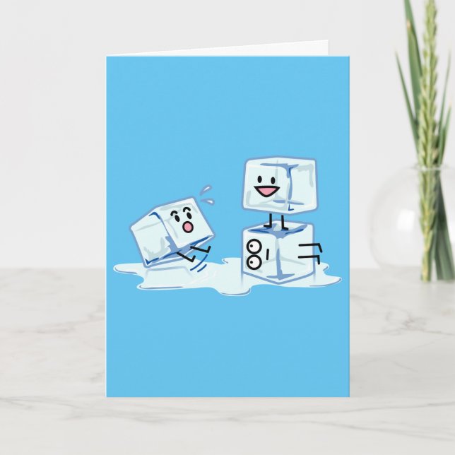 Carte De Remerciements ice cubes icy cube water slipping stack melt cold (Devant)