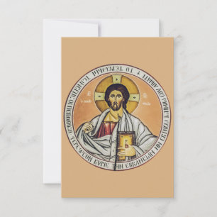 Carte De Remerciements Icône circulaire du Christ Pantocrator sur une car