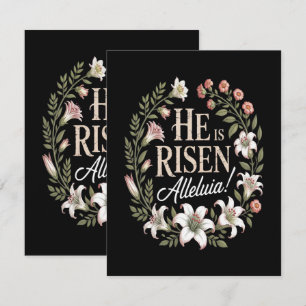 Carte De Remerciements Il Est Ressuscité Alleluia Floral Pâques Chrétien