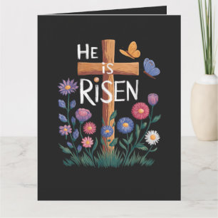 Carte De Remerciements Il est ressuscité Jésus Floral chrétien Pâques