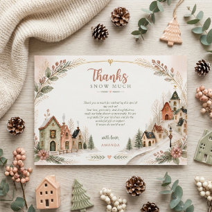 Carte De Remerciements Il faut un village Fête Prénatale Bébé Hiver Vinta