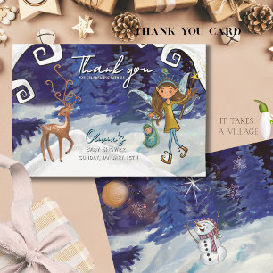 Carte De Remerciements Il faut un village Winter Fairy Baby Girl 