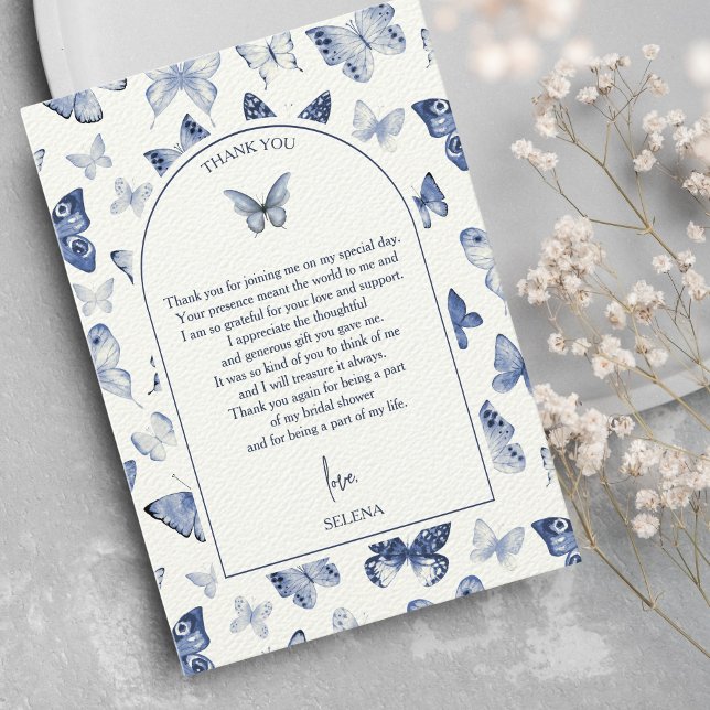 Carte De Remerciements Il lui donne des papillons | Fête de fiançailles (Thank you card - He gives her butterflies - Butterfly bridal shower)
