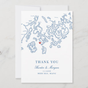 Carte De Remerciements Île de Deer dans le Maine Mariage Plat