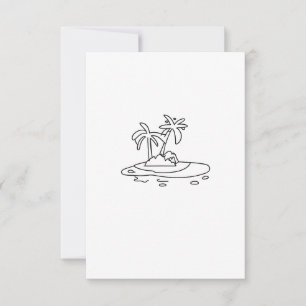 Carte De Remerciements Île paradisiaque cadeau, dessin au trait
