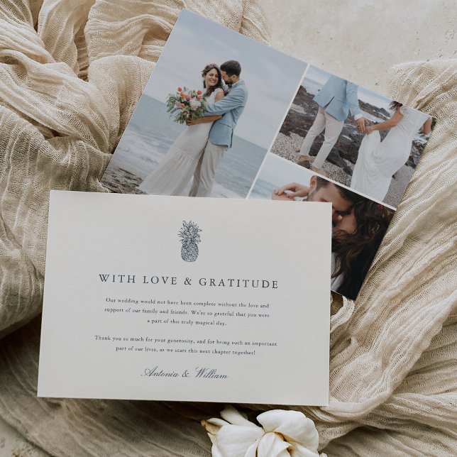 Carte De Remerciements Île Vintage ananas Mariage multiphoto (Créateur téléchargé)