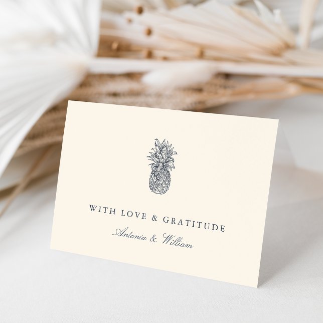 Carte De Remerciements Île Vintage Mariage ananas (Créateur téléchargé)