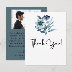 Carte De Remerciements Illustration aquarelle rustique bouquet floral ble