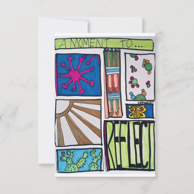 Carte De Remerciements Illustration colorée avec Cactus (Devant)