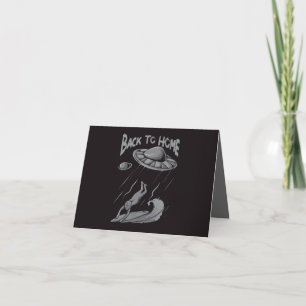 Carte De Remerciements illustration d'aliens surfant sur un ovni avec ret