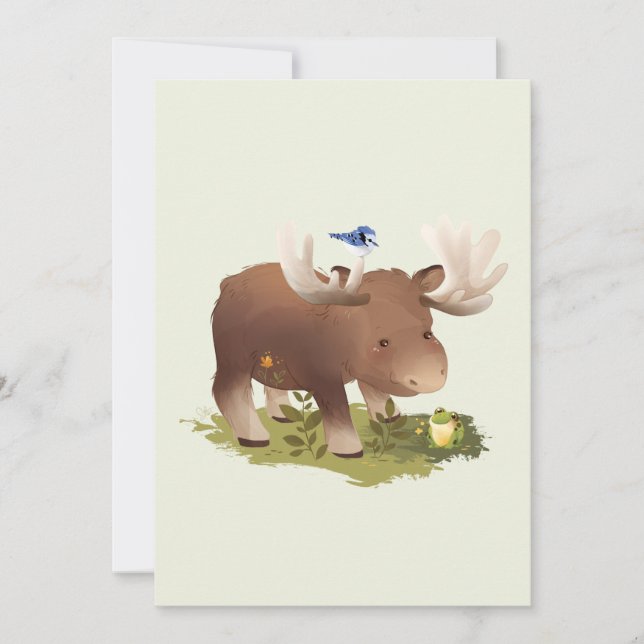 Carte De Remerciements Illustration d'animal rustique de forêt de Moose (Devant)