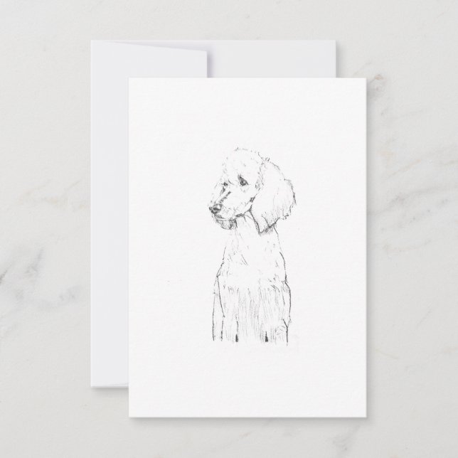 Carte De Remerciements Illustration de chien Caniche Standard  (Devant)