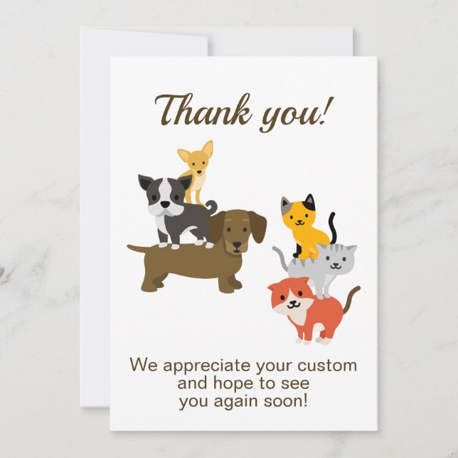 Carte De Remerciements Illustration de chien de chat (Devant)