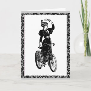 Carte De Remerciements Illustration de dame victorienne vintage sur bicyc