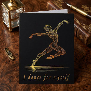 Carte De Remerciements Illustration de danseuse de ballet dorée : grâce e