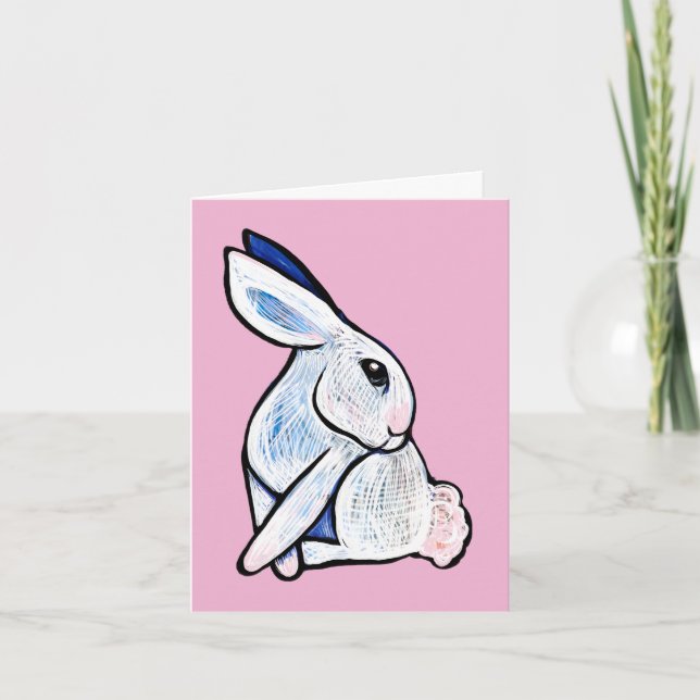 Carte De Remerciements Illustration de lapin bunny blanc doux             (Devant)