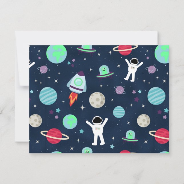 Carte De Remerciements Illustration de motif spatial (Devant)