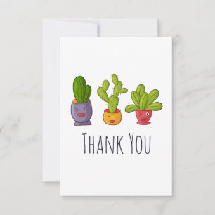 Carte De Remerciements Illustration de trois mignons cactus