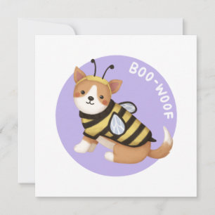 Carte De Remerciements Illustration d'Halloween : Boo-Woof (Corgi gallois