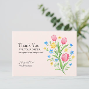 Carte De Remerciements Illustration élégante d'un bouquet de tulipes past
