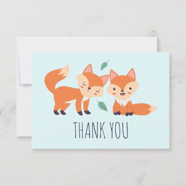 Carte De Remerciements Illustration graphique de renards orange mignons (Devant)