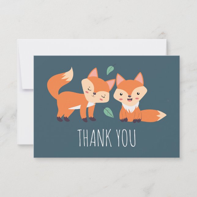 Carte De Remerciements Illustration graphique des renards orange mignons (Devant)