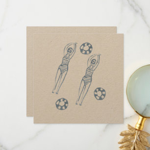 Carte De Remerciements Illustration vintage Artistique Snychro Swimmers