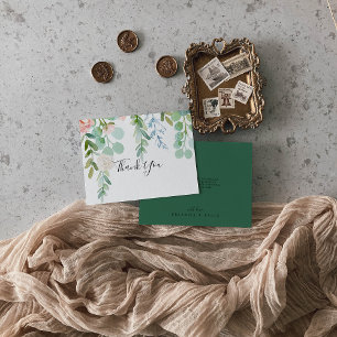 Carte De Remerciements Illustré Floral Tropical Plat Coloré Mariage