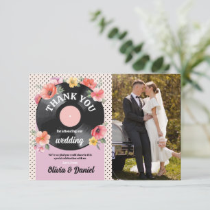 Carte De Remerciements Image de disque musical de mariage floral des anné