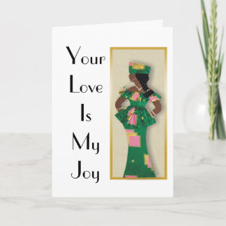 Carte De Remerciements Image of female in green,pink,gold attire on card