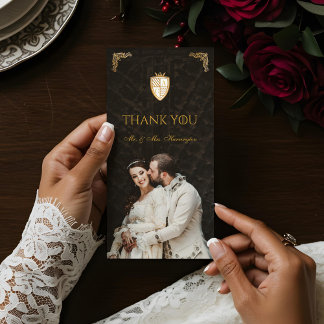 Carte De Remerciements Imaginaire médiéval Royal Muse Lion Emblem Mariage