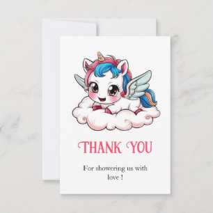 Carte De Remerciements Imaginaire Rainbow Unicorn Baby shower