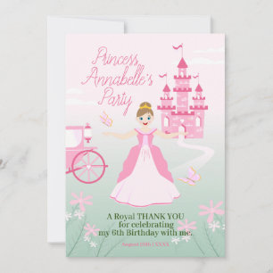 Carte De Remerciements Imaginaire rose princesse fête d'anniversaire