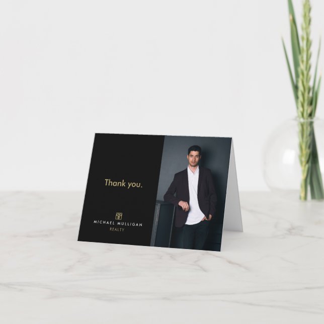 Carte de remerciements immobilier moderne - Monogr (Devant)