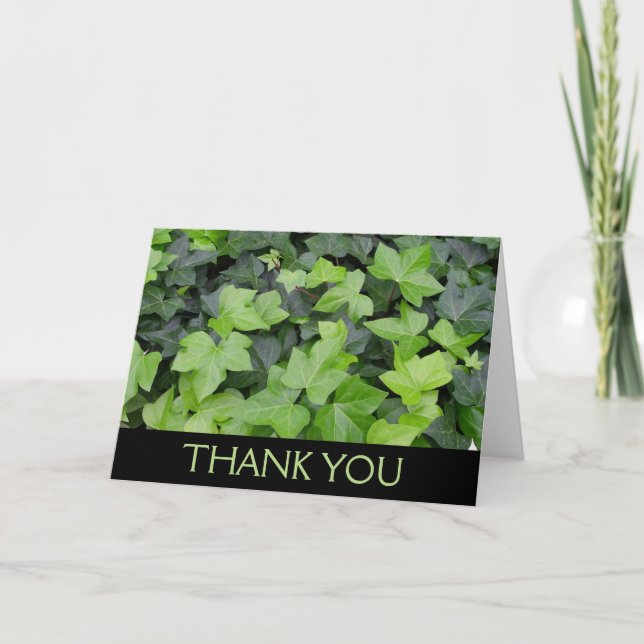 Carte De Remerciements Impression botanique de lierre vert (Devant)