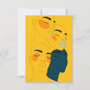 Carte De Remerciements Impression d'art en ligne abstraite, quatre visage