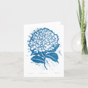 Carte De Remerciements Impression de bloc de bois japonais Hydrangea