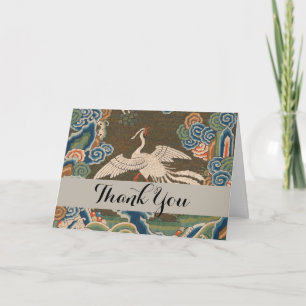 Carte De Remerciements Impression de broderie en soie blanche antique chi