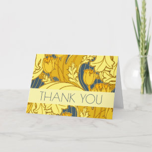 Carte De Remerciements Impression de motif de tulipe : Art nouveau bleu j