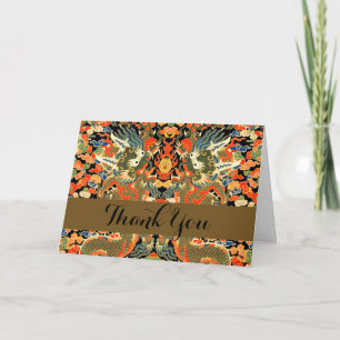 Carte De Remerciements Impression de textile de dragon chinois vintage Ar