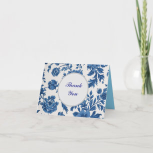 Carte De Remerciements Impression florale d'inspiration victorienne bleue