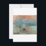 Carte De Remerciements Impression, Sunrise 1872 Claude Monet<br><div class="desc">Oscar-Claude Monet (UK: /ˈmneɒ/, US: /ʊˈneɪ, madeˈ-/, French: [dmning]; 18 novembre 1840 - 5 december 1926) ce qui a French painter and founder impressiof painist ting who is as key precursor to modernism, especially in his attempts to paint nature as he perceived it.[1] During his long career, ce que la...</div>