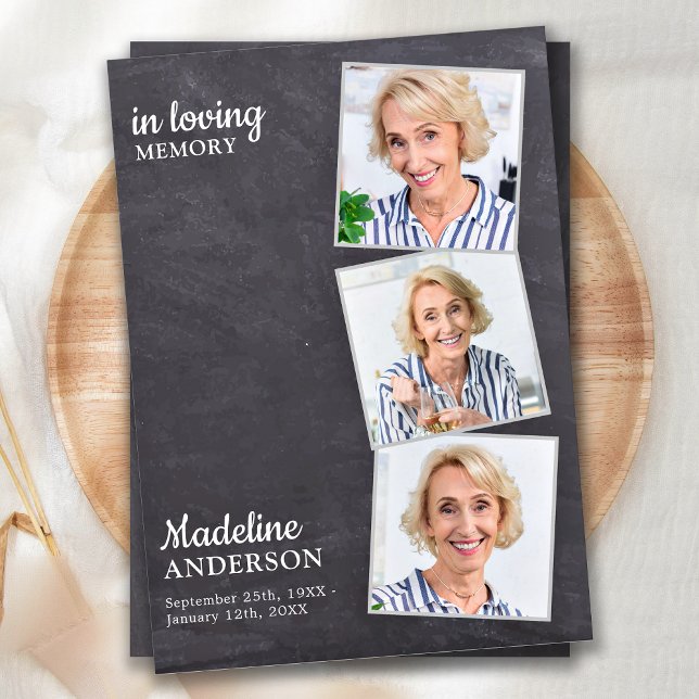 Carte De Remerciements In Love Memory 3 Photo Modern Memorial Funeral (Créateur téléchargé)