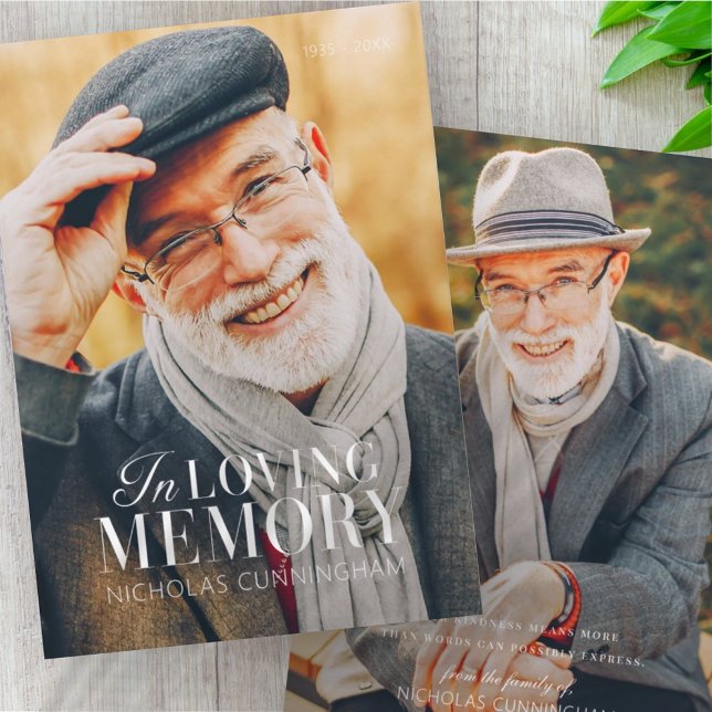 Carte De Remerciements In Love Memory Modern Elegant Photo Memorial (Créateur téléchargé)