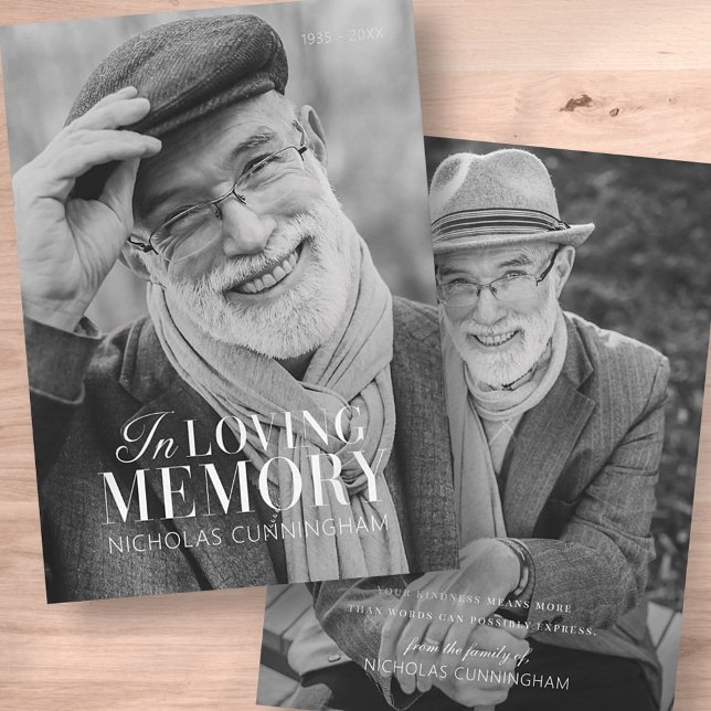 Carte De Remerciements In Love Memory Modern Elegant Photo Memorial (Créateur téléchargé)