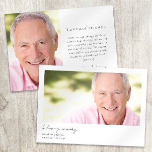 Carte De Remerciements In Love Memory Modern Minimal Photo Bereavement