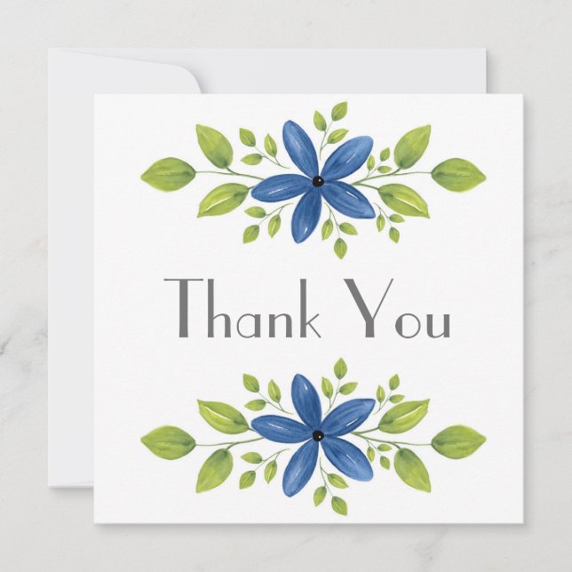 Carte De Remerciements Indigo Aquarelle Florale Swag 2 (Devant)