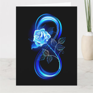 Carte De Remerciements Infini lumineux avec rose bleue