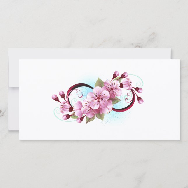 Carte De Remerciements Infinité avec les fleurs Sakura (Devant)