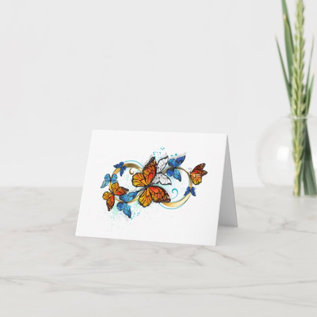 Carte De Remerciements Infinité de papillons monarques (Devant)